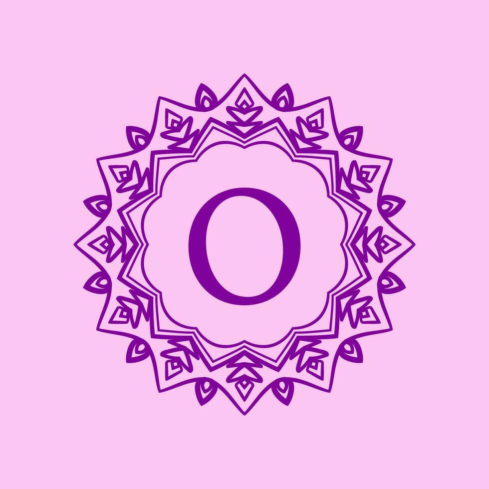 letter O mandala elegant circular border initial vector logo design