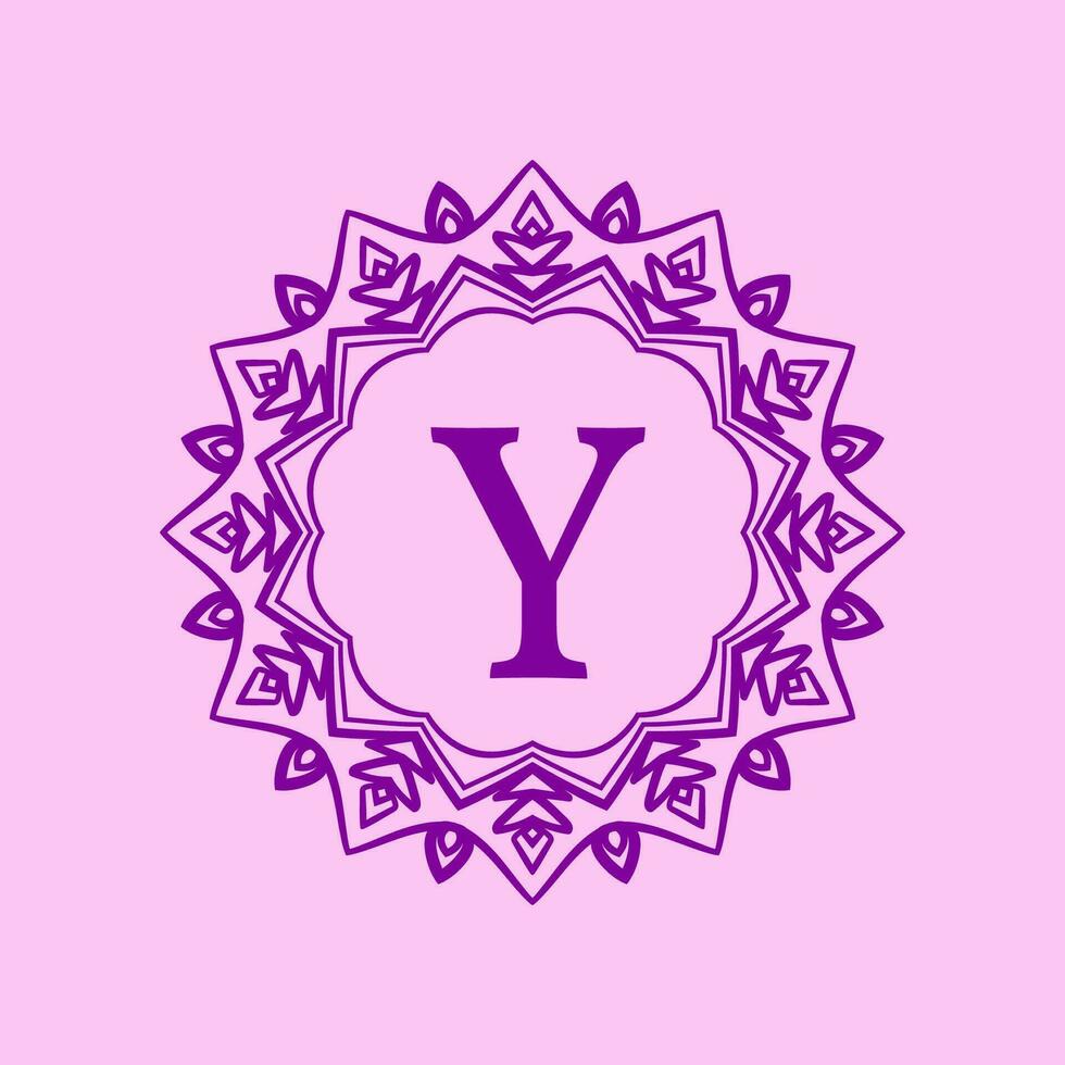 letter Y mandala elegant circular border initial vector logo design