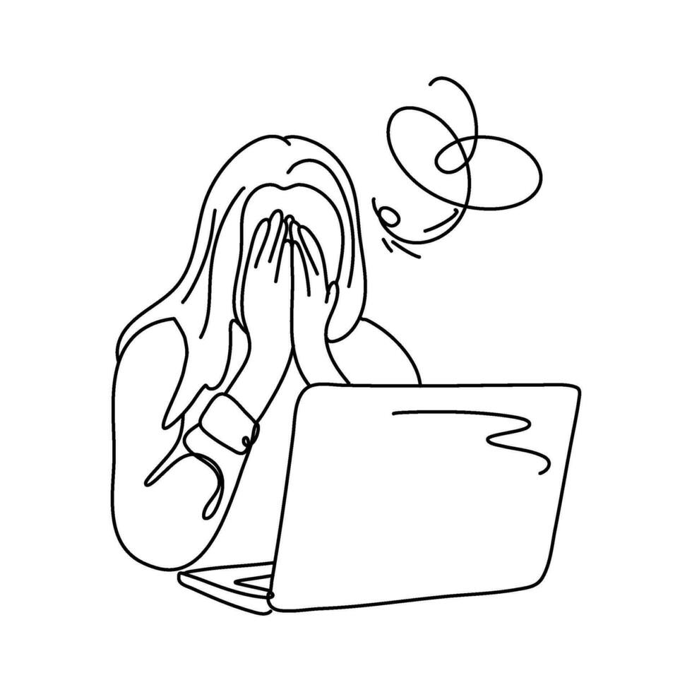 A stress concept artwork features a person with the word Oh No enclosed in a thought bubble. The person is clutching their head and wearing an anxious grimace vector