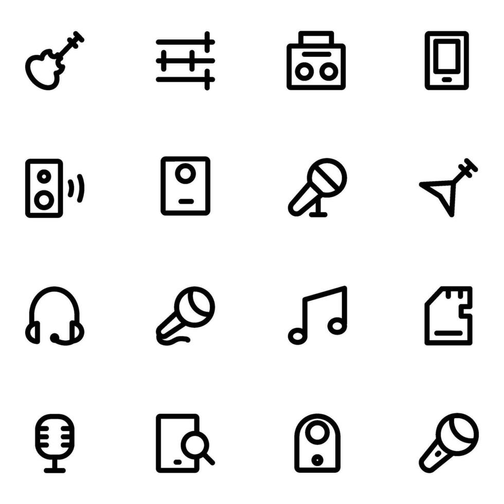 Pack of Music Linear Style Icons vector