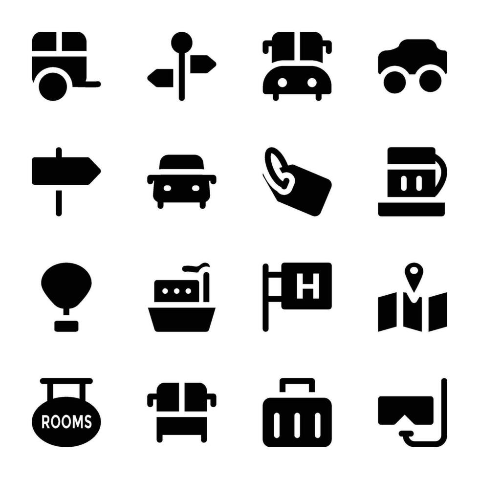 Set of Trip Bold Glyph Icons vector