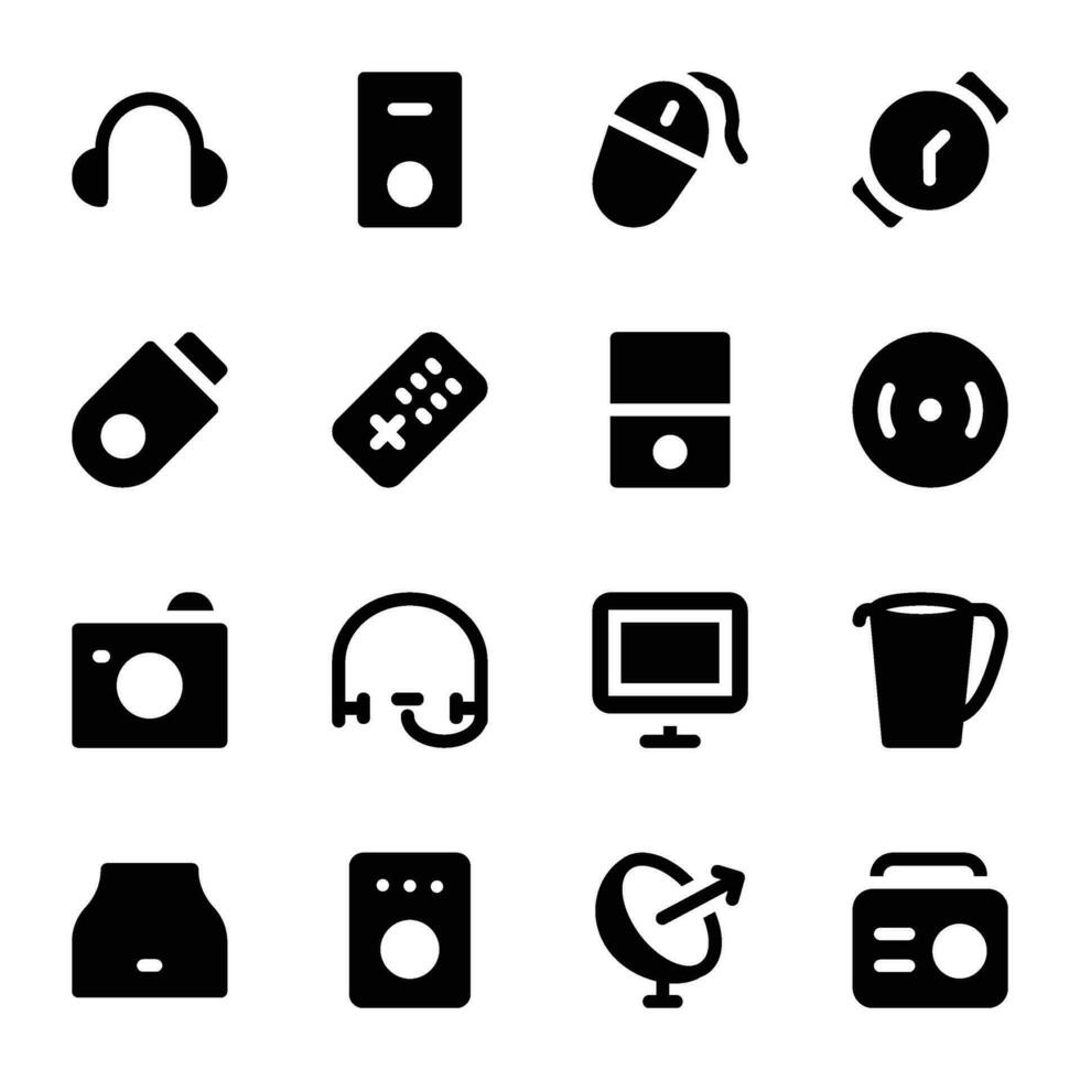 Collection of Technology Devices Bold Glyph Icons 34914027 Vector Art