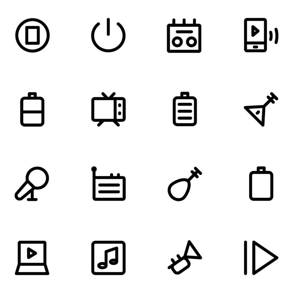 Pack of Music Linear Style Icons vector