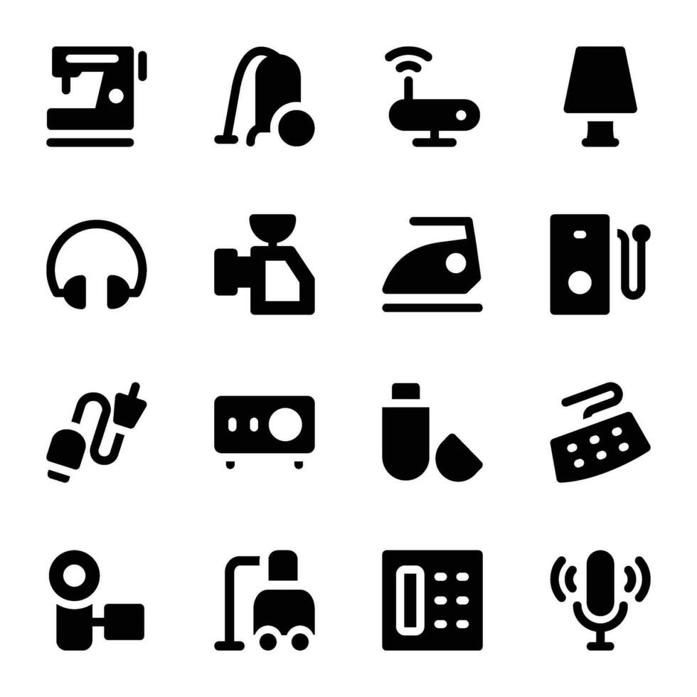 Collection of Devices Bold Glyph Icons vector