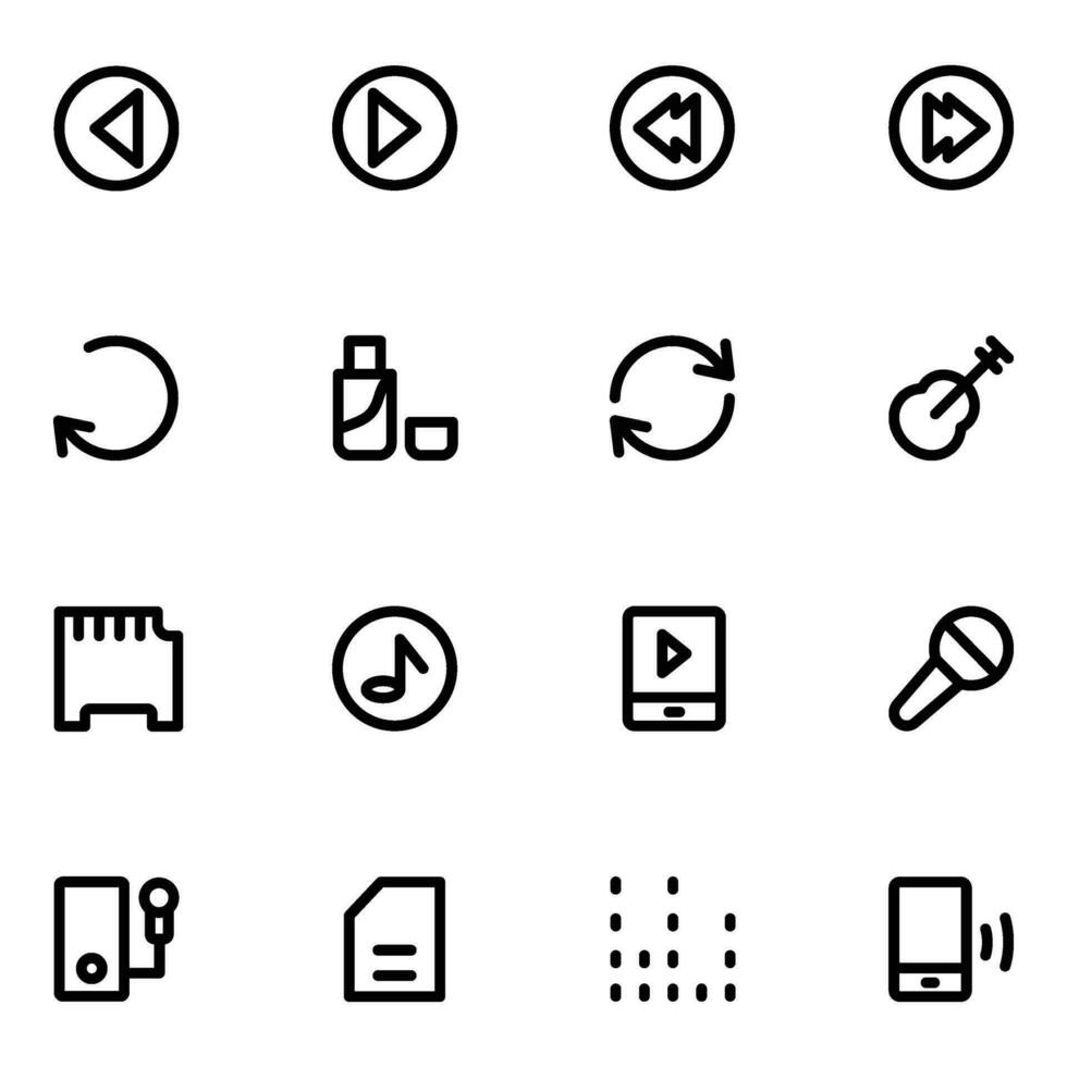 Pack of Music Linear Style Icons vector