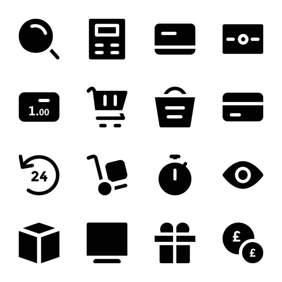 Set of Business Bold Glyph Icons vector