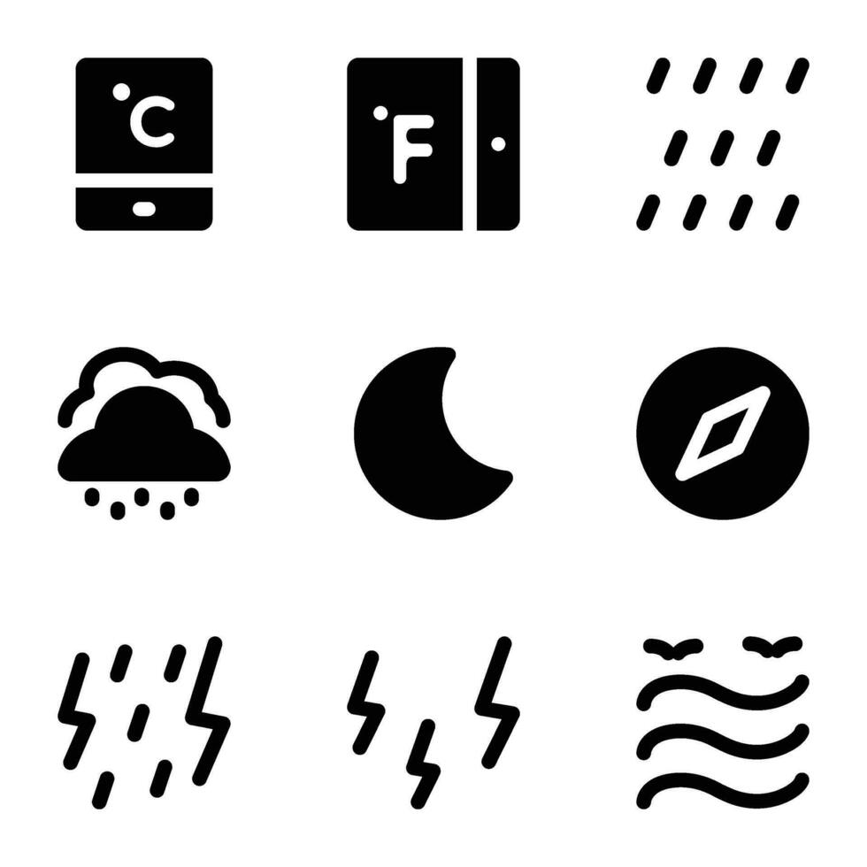 Pack of Weather Bold Glyph Icons vector