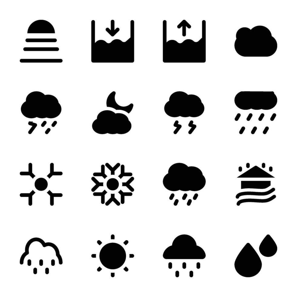 Pack of Weather Bold Glyph Icons vector