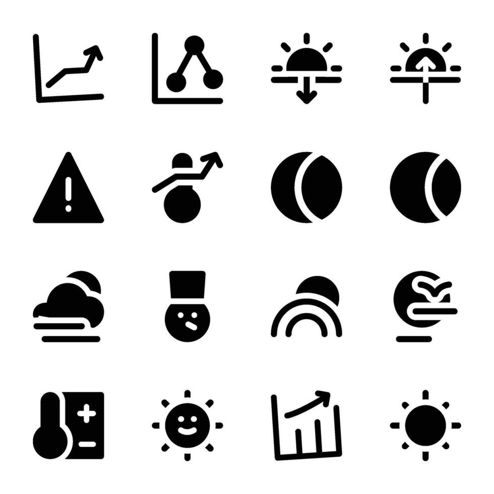Pack of Weather Bold Glyph Icons vector