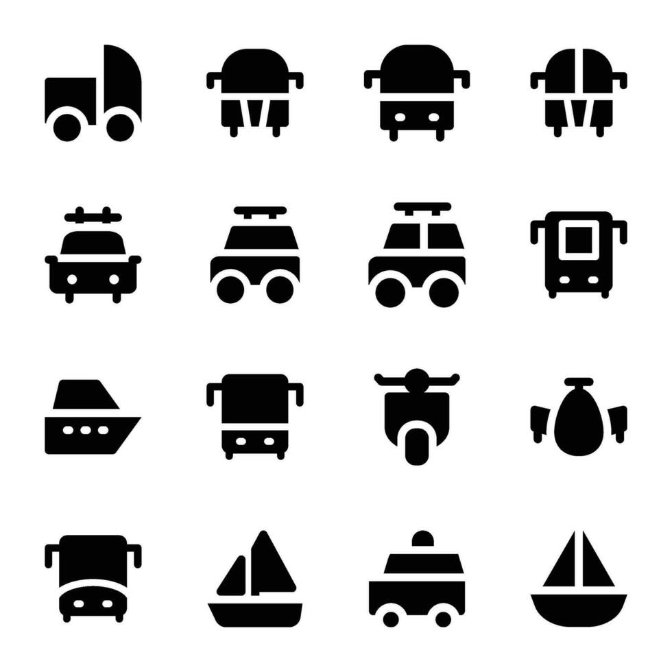 Pack of Public Rides Bold Glyph Icons vector