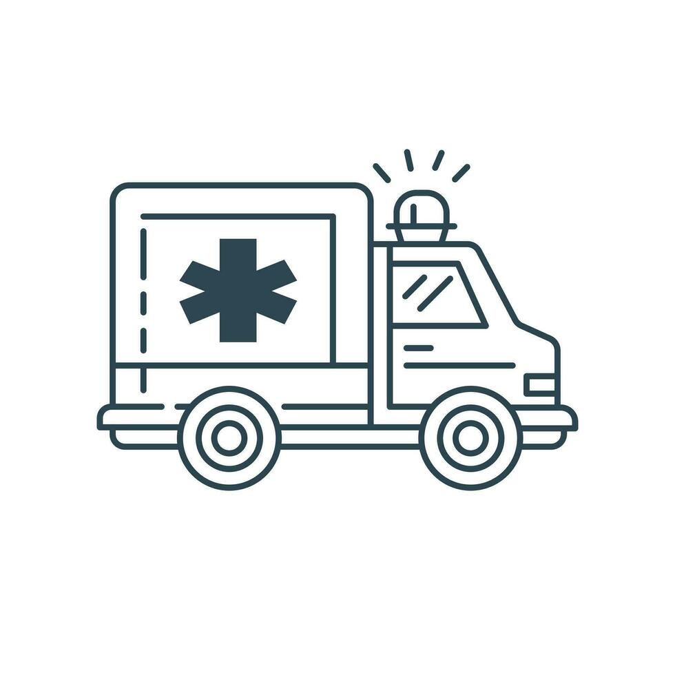 Ambulance vehicle line icon. First aid, emergency service. Urgent medical care concept. Isolated vector illustration.