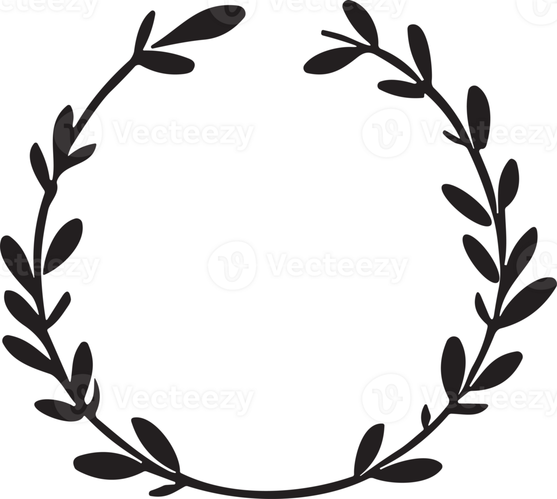 Hand drawn floral wreath logo for decoration png