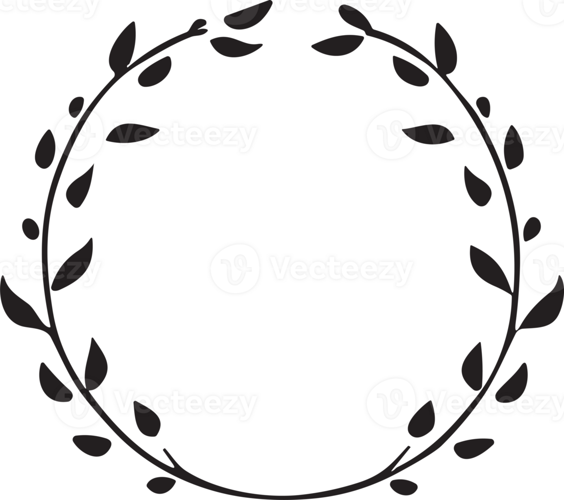 Hand drawn floral wreath logo for decoration png