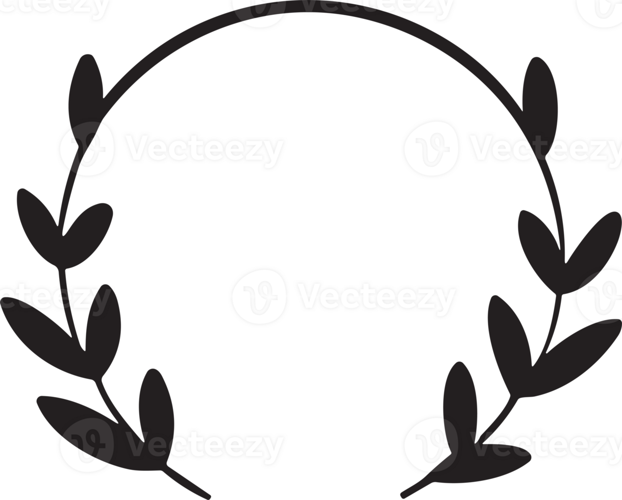 Hand drawn floral wreath logo for decoration png