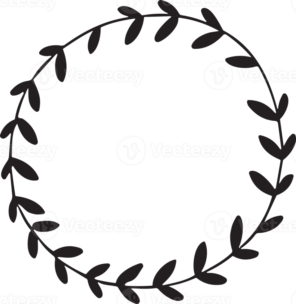 Hand drawn floral wreath logo for decoration png