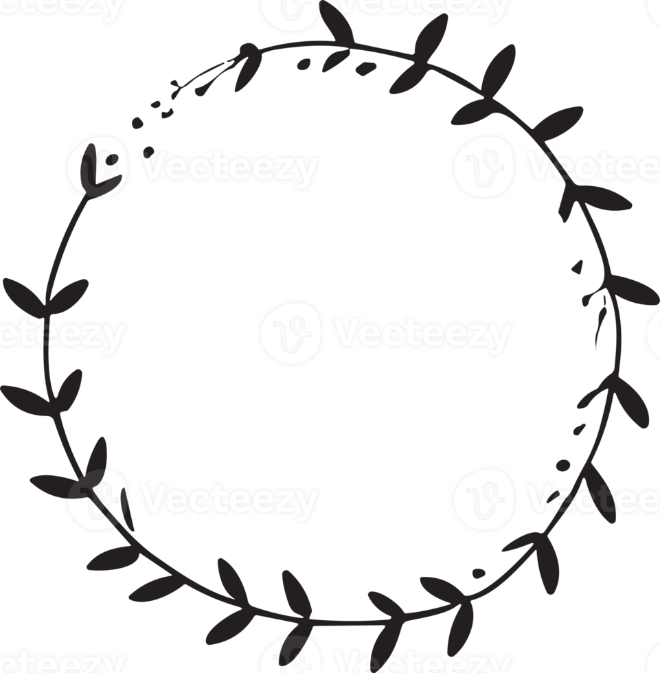 Hand drawn floral wreath logo for decoration png