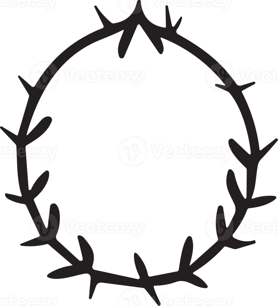 Hand drawn floral wreath logo for decoration png