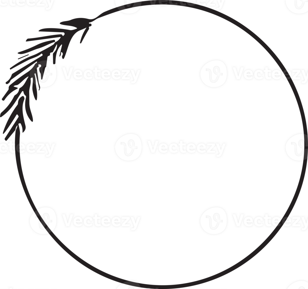 Hand drawn floral wreath logo for decoration png