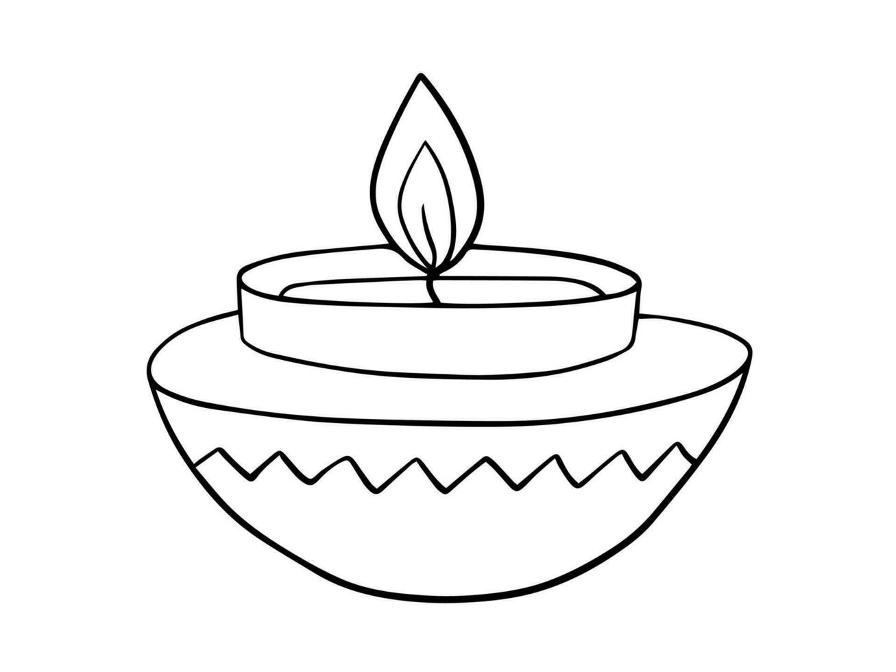 Diwali diya lamp hand drawn vector illustration. Festival of lights Diwali deepak greeting card