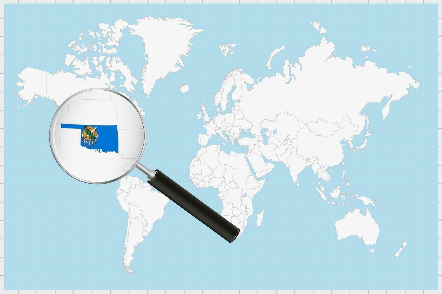 aumentador vaso demostración un mapa de Oklahoma en un mundo mapa. vector