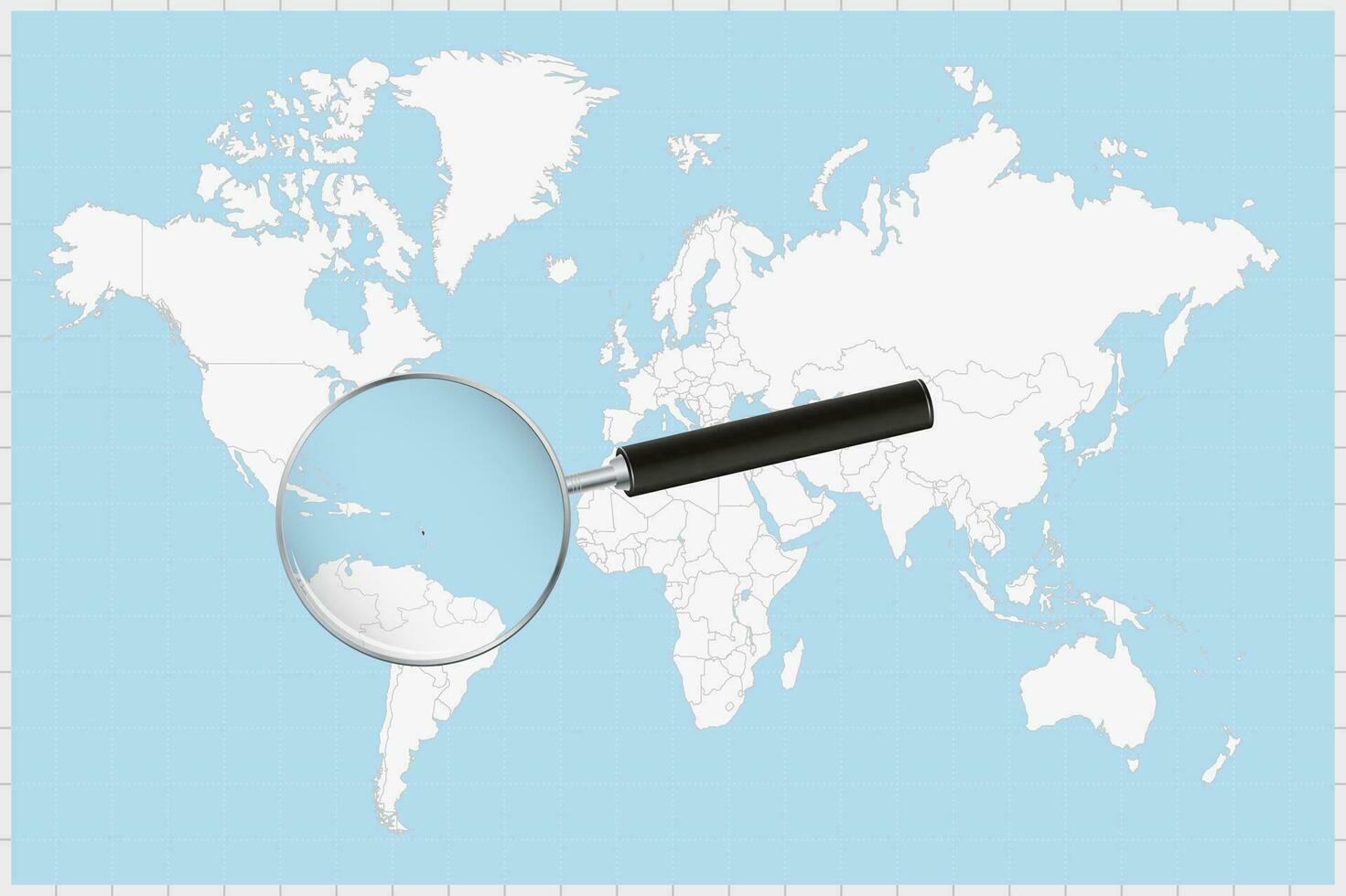 aumentador vaso demostración un mapa de dominica en un mundo mapa. vector