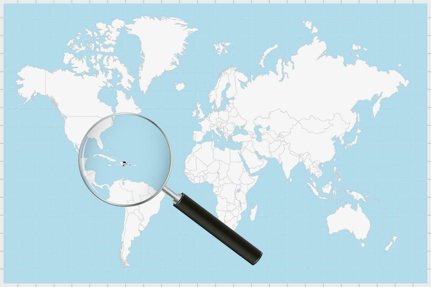 aumentador vaso demostración un mapa de dominicano república en un mundo mapa. vector