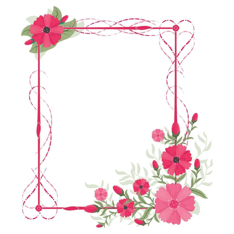 Floral love frame design free vector