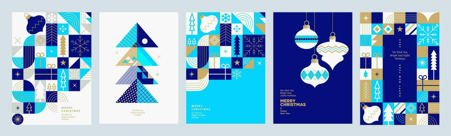 Merry Christmas and Happy New Year business greeting cards. Vector illustration concepts for background, greeting card, party invitation card, website banner, social media banner, marketing material.