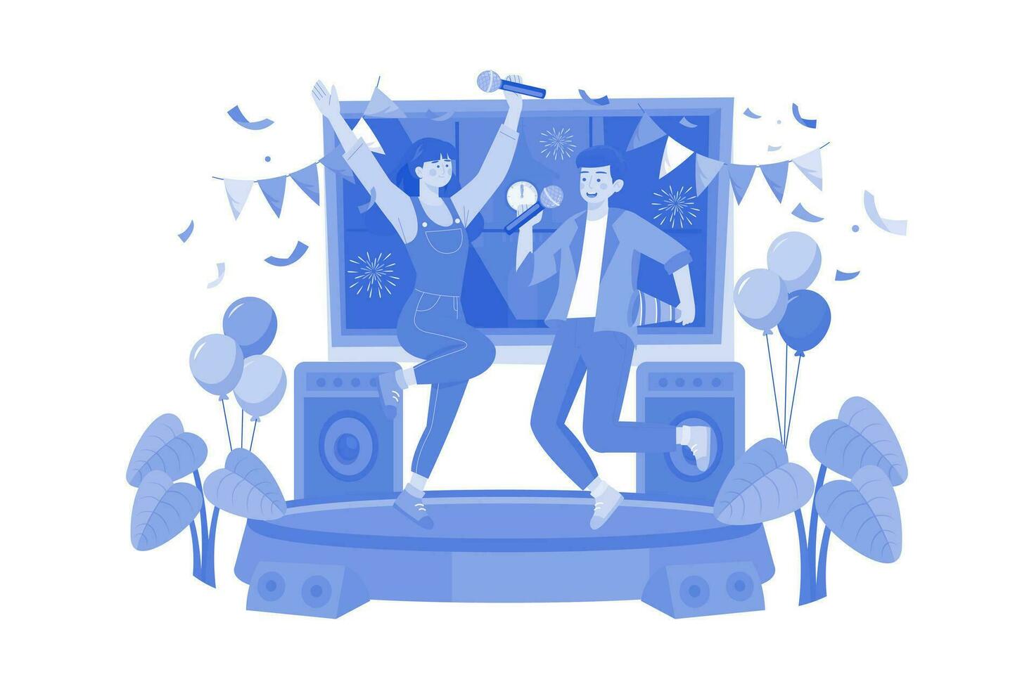 Couple Dancing To Greet A New Year's Eve vector