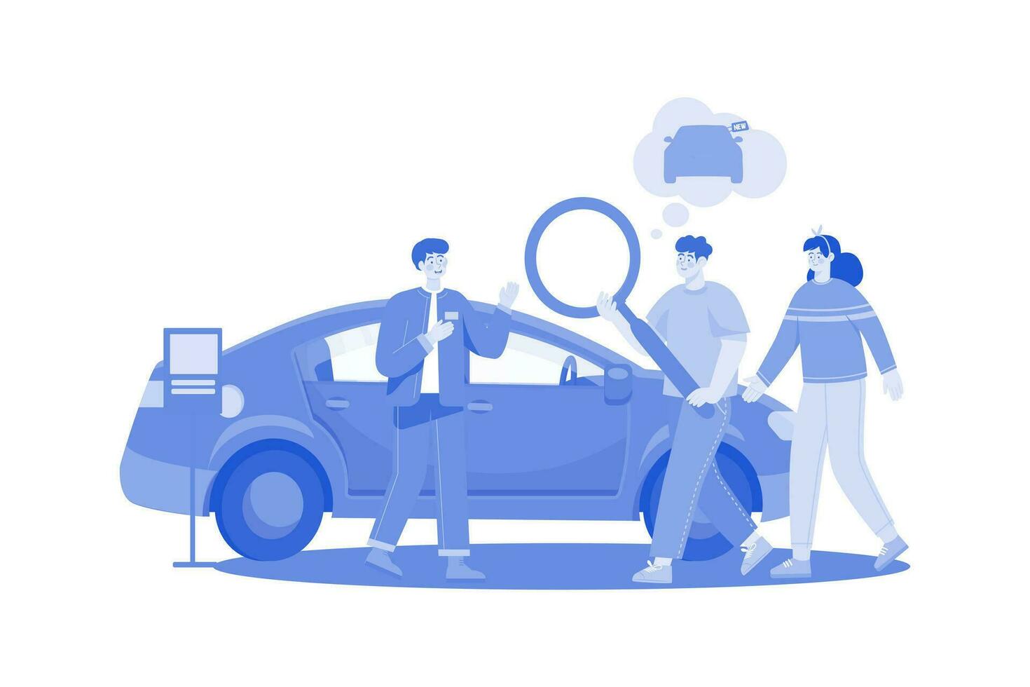 Couple Looking To Buy A New Car vector