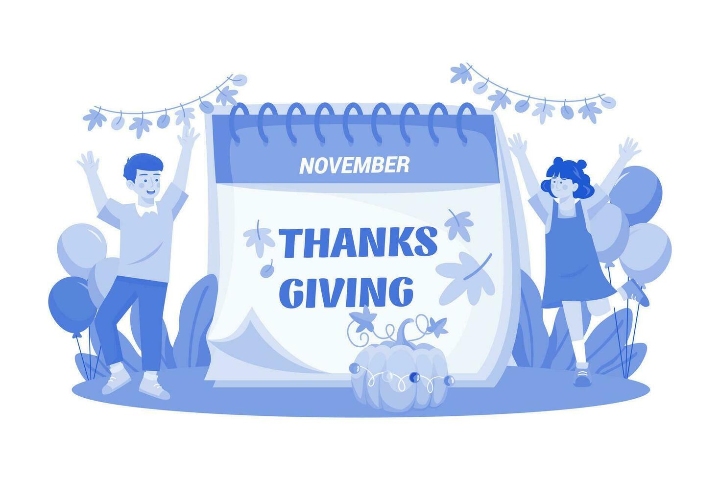 Children Rejoice On Thanksgiving Day vector