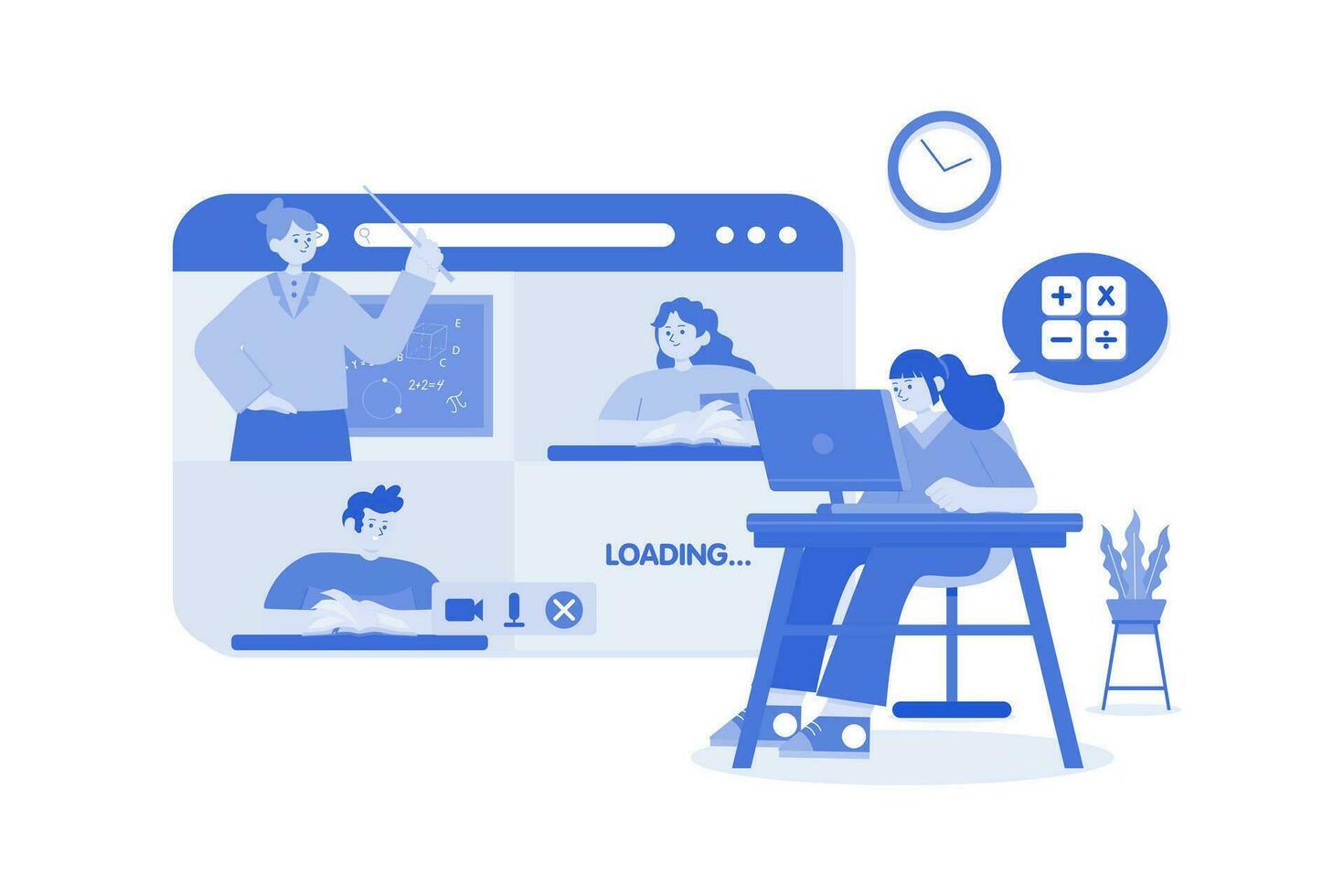 Online Math Class Illustration concept on a white background vector