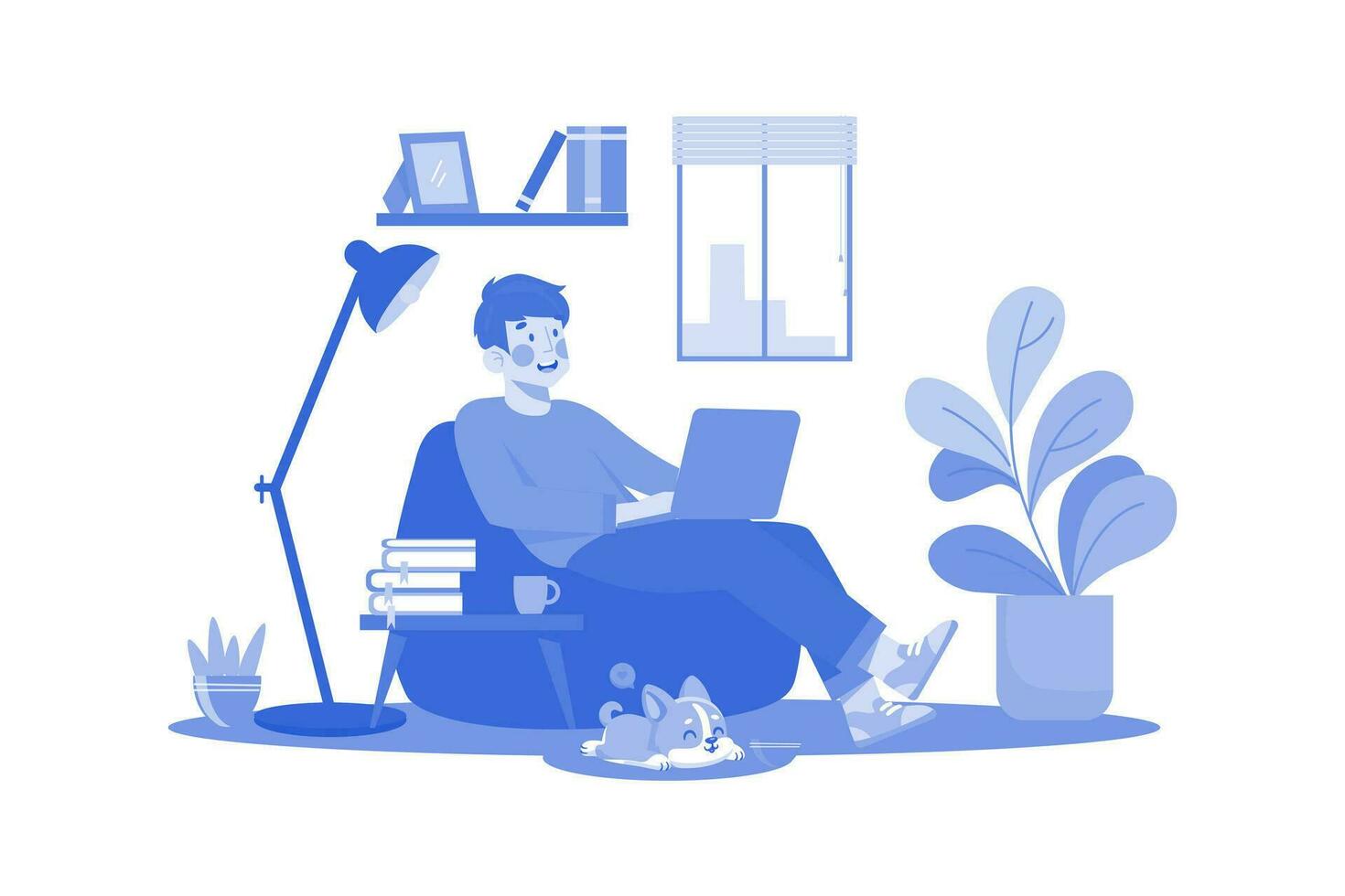 Male Freelancer Working From Home vector