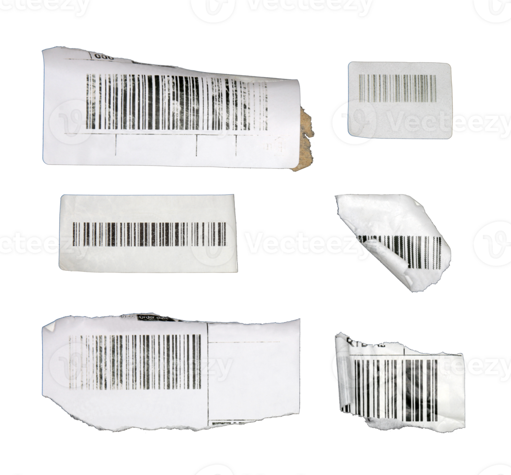 Piece of barcode paper on transparent background png file
