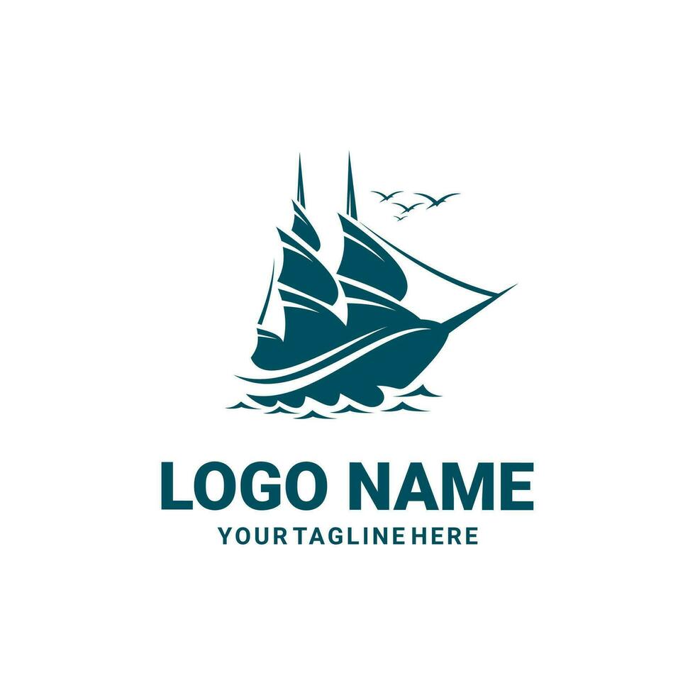 Sail ship logo vector