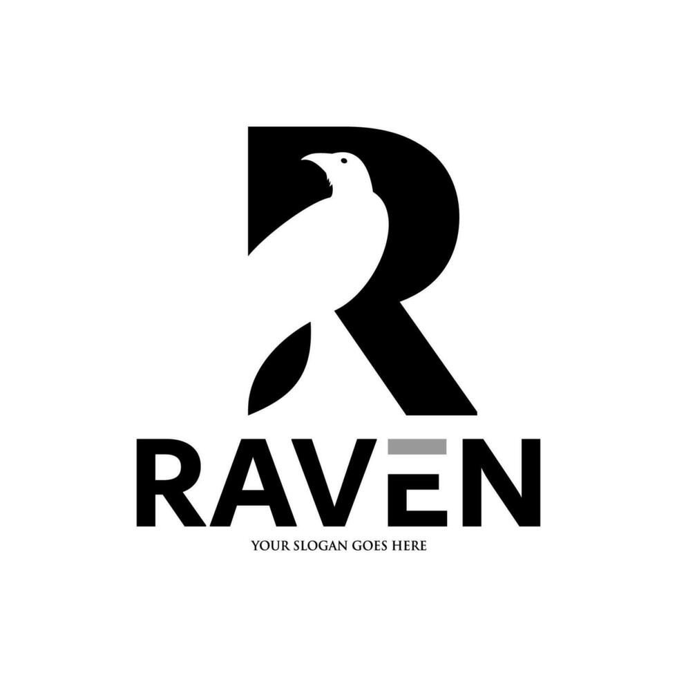 Letter R Raven Logo Design vector