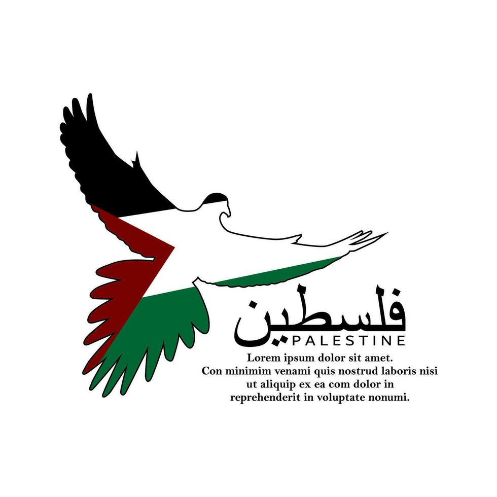 Palestine flag in peace dove design vector