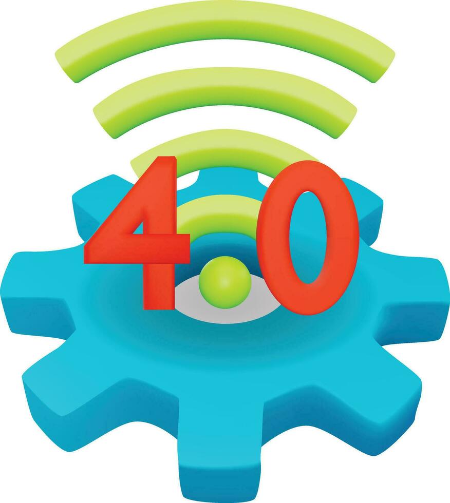 3d Realistic Wifi Gear Icon. 3d Industry 4.0 Icon. Process Automation Icon. vector