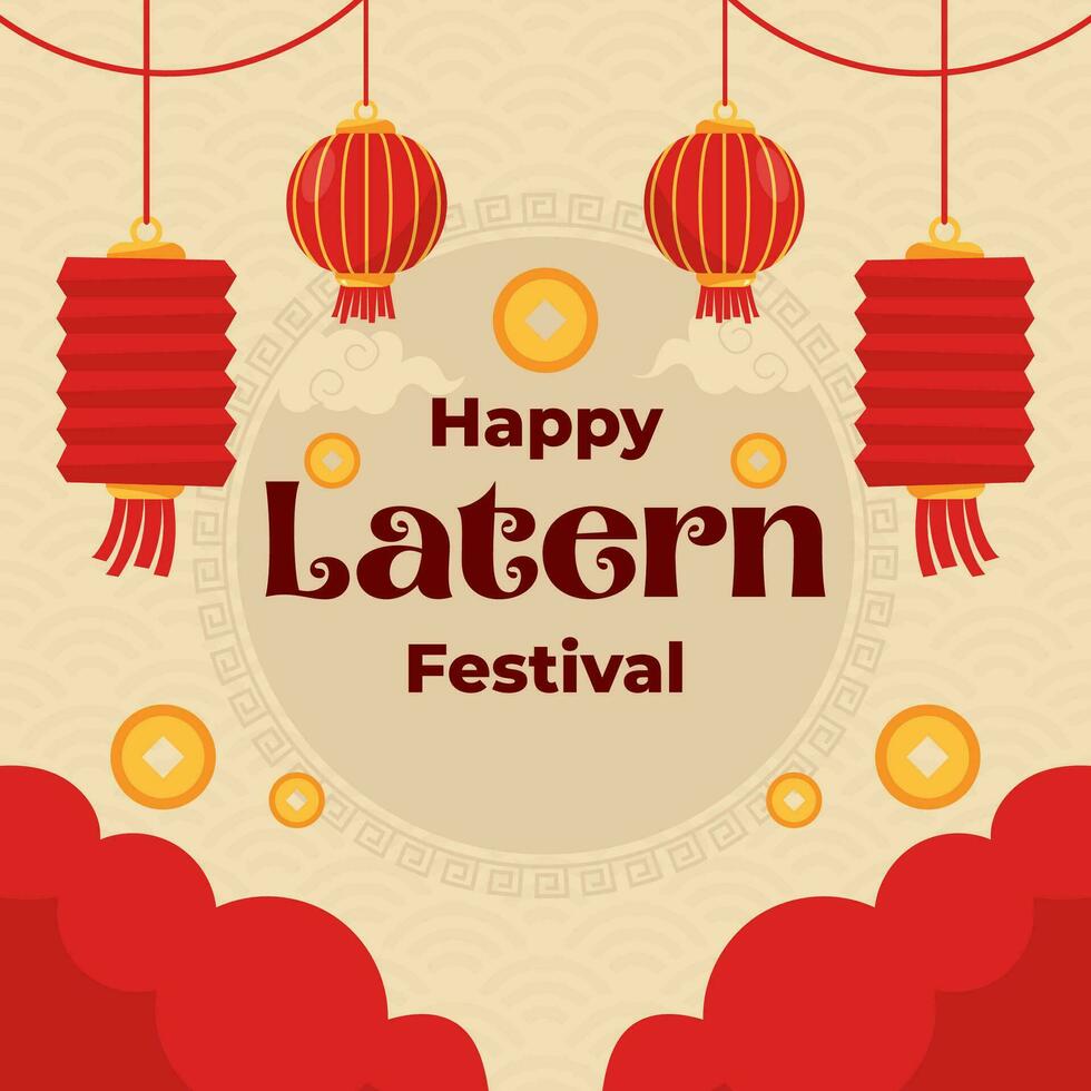 Happy Lantern Festival. The Day of China illustration vector background. Vector eps 10