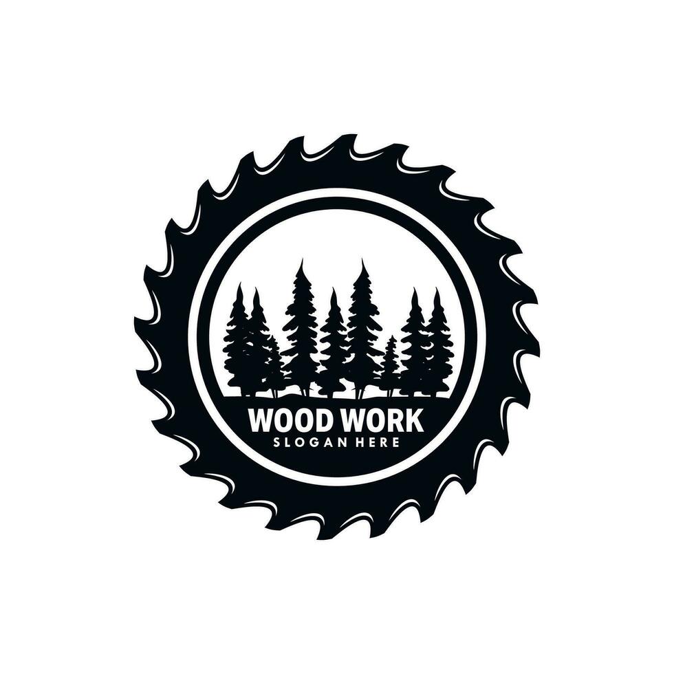 Woodwork and Carpentry Logo Design Template vector