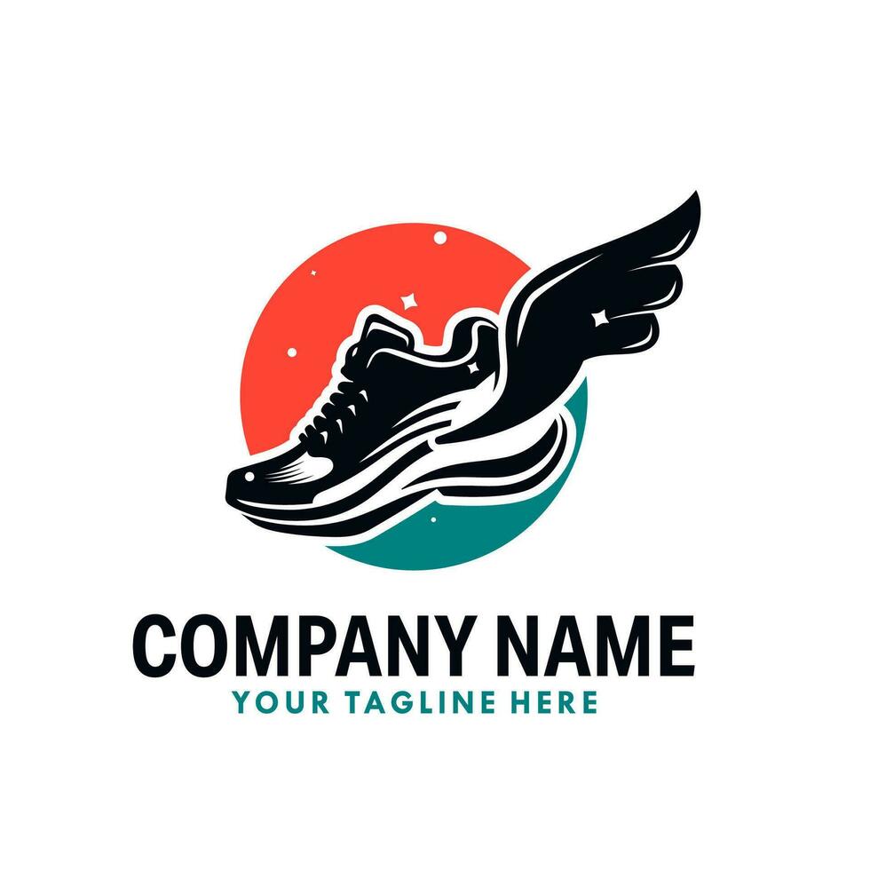 Track and Field Shoe with Wings Logo design vector