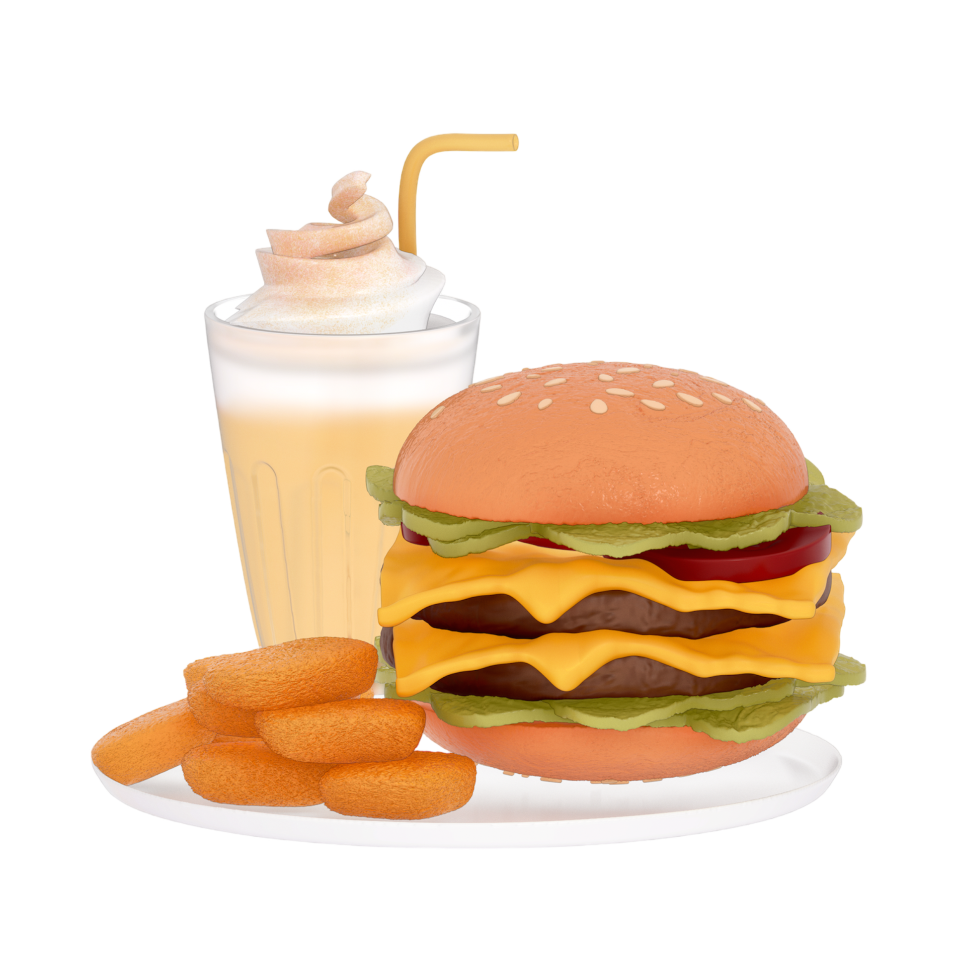 Fast Food Menu 3d Clipart Classic Cheeseburger With A Nuggets And A fast-food-menu-3d-clipart-classic-cheeseburger-with-a-nuggets-and-a