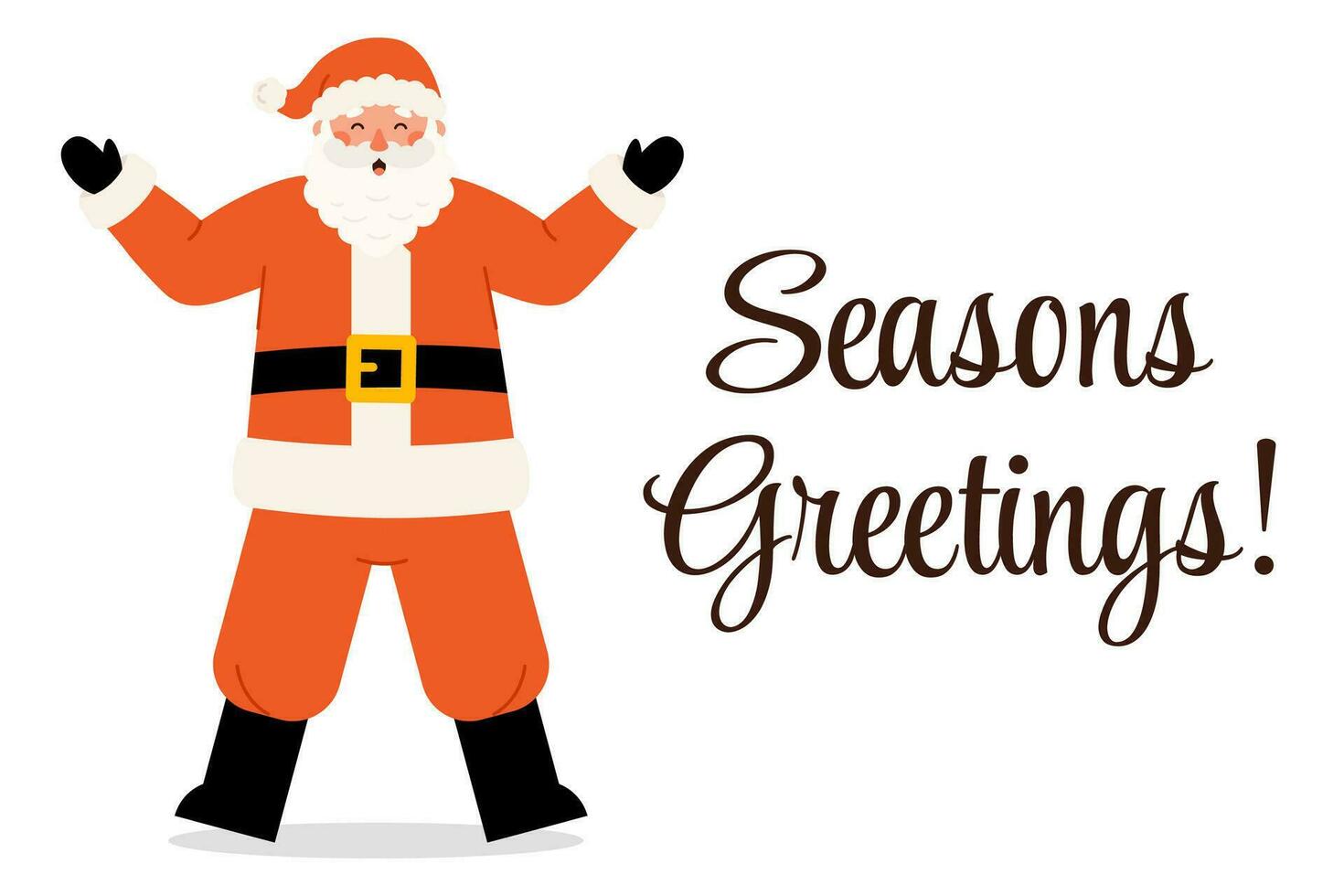 Navidad saludo tarjeta con contento Papa Noel claus personaje vector
