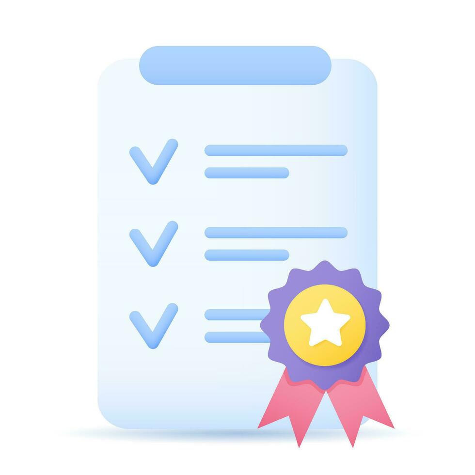 Check list document done checkmark, Winner medal icon vector