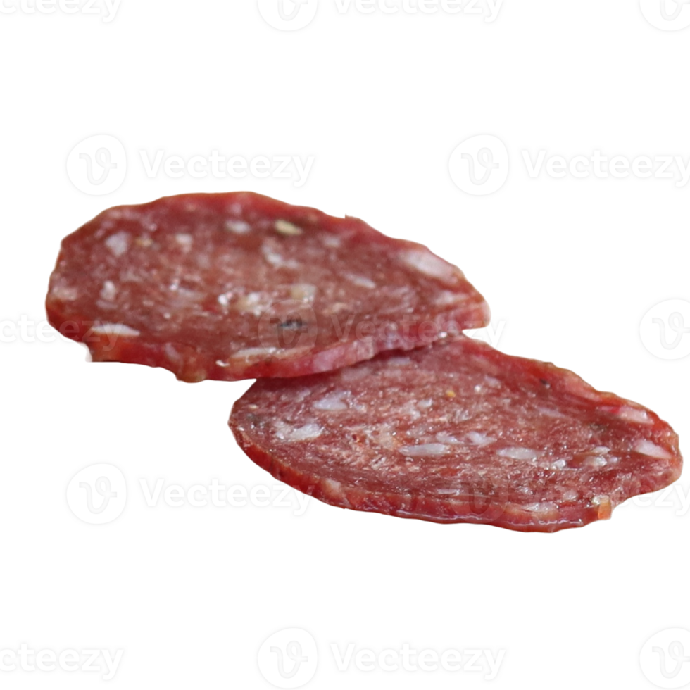 Due fette di guarito salame salsiccia- png