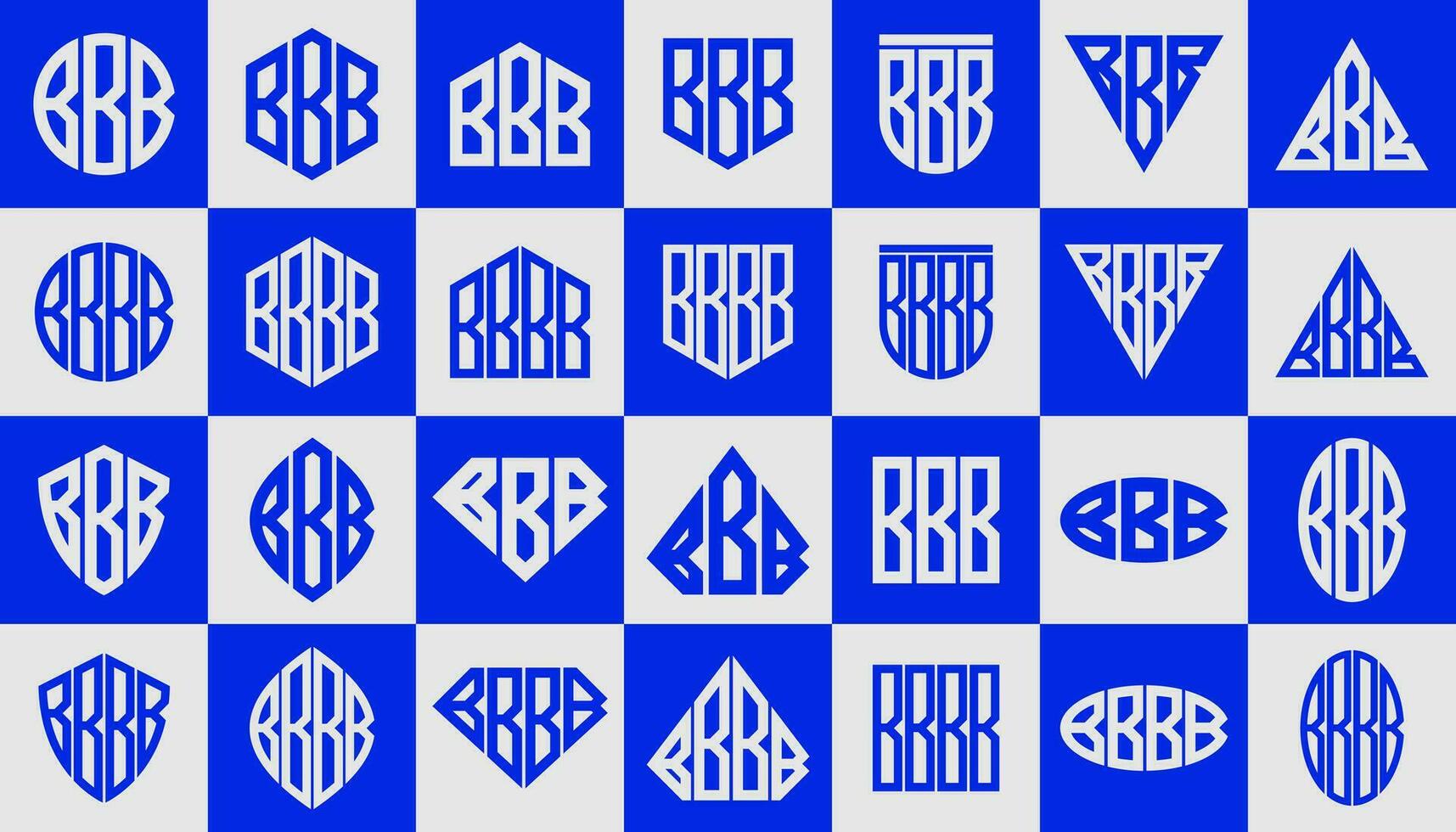 Modern line abstract shape letter B BBB BBBB logo design set vector
