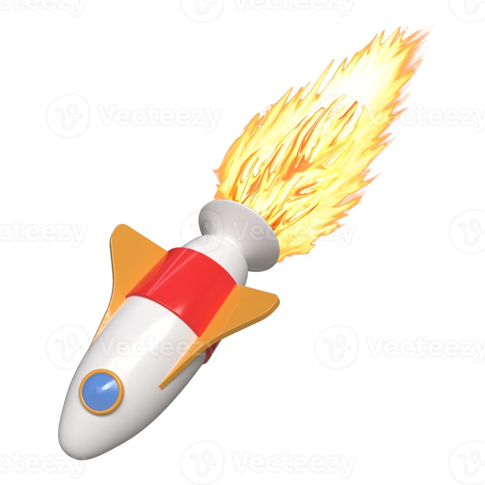 3D Cartoon Rocket Flying - Business Infographic for Soaring Success png