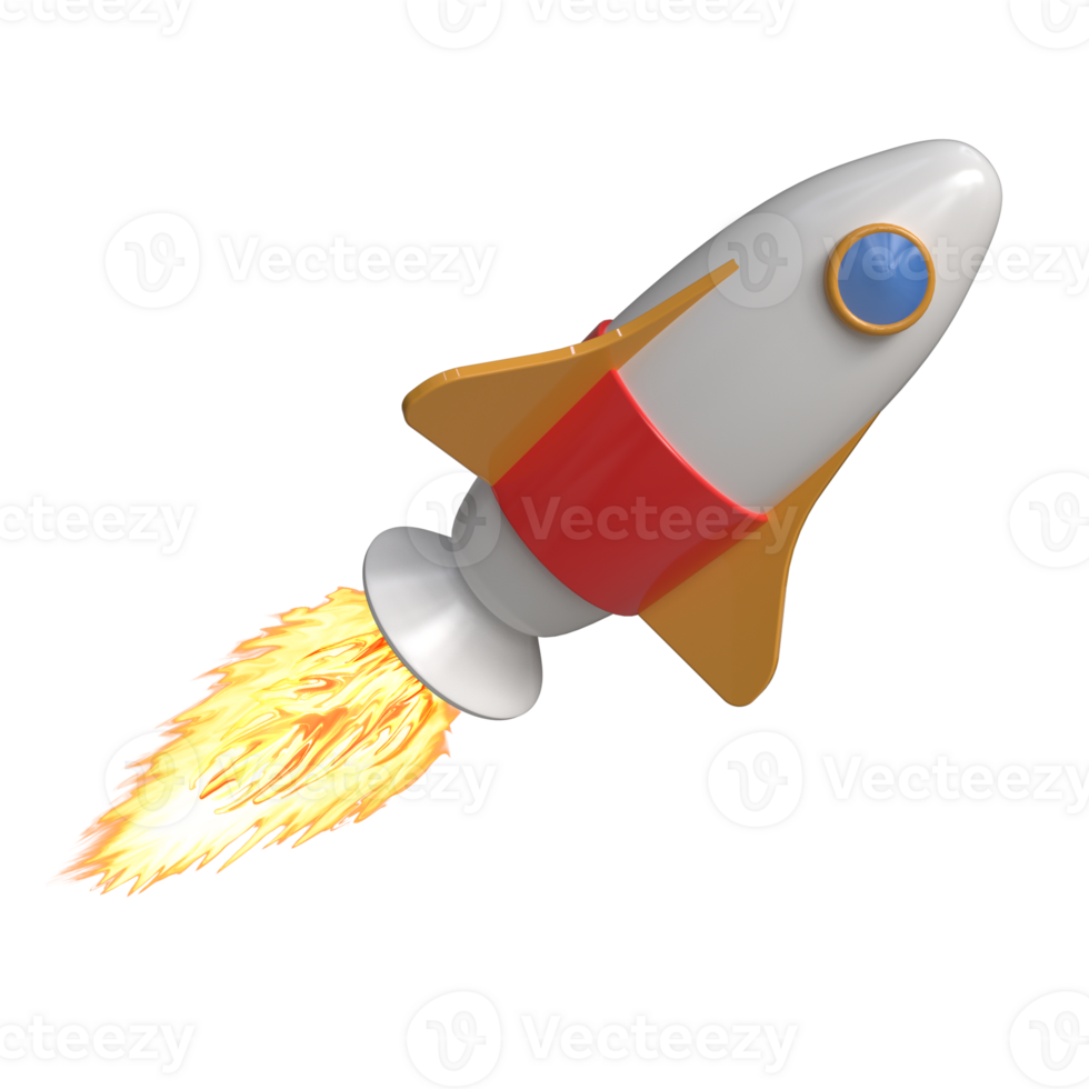 3D Cartoon Rocket Flying - Business Infographic for Soaring Success png