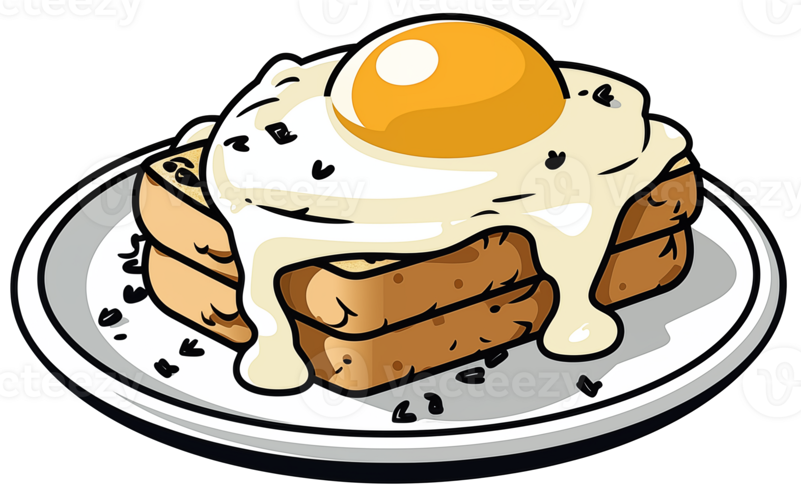 a dish of egg benedict and toast on transparent background png