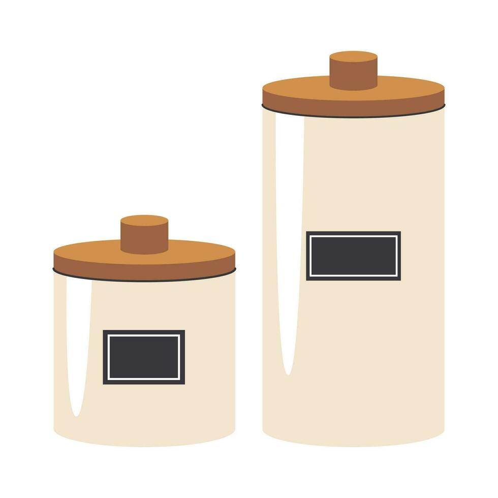 Vector isolated illustration of cans for bulk products. Kitchen items.